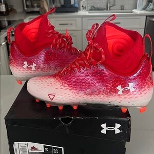 Under Armour Red and White Gradient Cleats